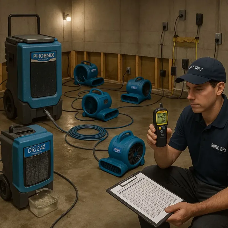 Structural Drying and Dehumidification process in Roeland Park, KS